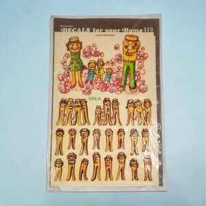 Vintage 1979 MeyerCord Decal Sheet Clothes Pins Family 696-A NOS Retro Kitsch